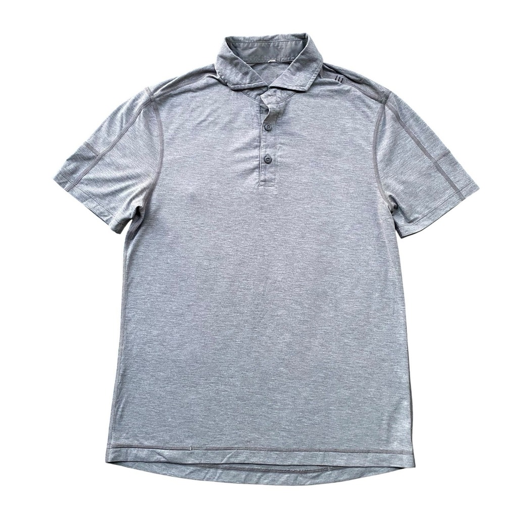 Lululemon Performance Polo Shirt Women Size 6 Gray Short Sleeve Golf Tennis